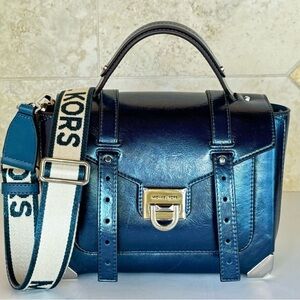 Michael Kors Manhattan Medium Satchel Shoulder Crossbody Bag Teal